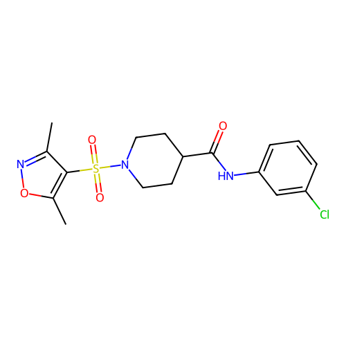 N-(3-chlorophenyl)-1-[(3,5-dimethyl-1,2-oxazol-4-yl)sulfonyl]piperidine-4-carboxamide structure