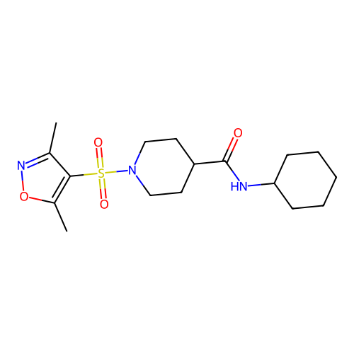 N-cyclohexyl-1-[(3,5-dimethyl-1,2-oxazol-4-yl)sulfonyl]piperidine-4-carboxamide structure