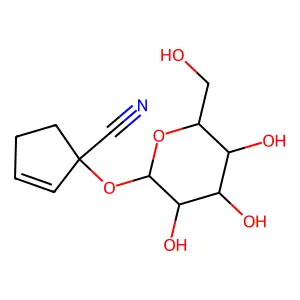 (1R)-1-(beta-D-Glucopyranosyloxy)-2-cyclopentene-1-carbonitrile structure