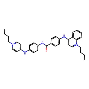 Quinolinium, 1-butyl-4-((4-(((4-((1-butylpyridinium-4-yl)amino)phenyl)amino)carbonyl)phenyl)amino)- structure
