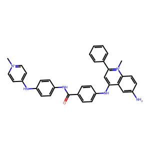 Quinolinium, 6-amino-1-methyl-4-((4-(((4-((1-methylpyridinium-4-yl)amino)phenyl)amino)carbonyl)phenyl)amino)-2-phenyl- structure