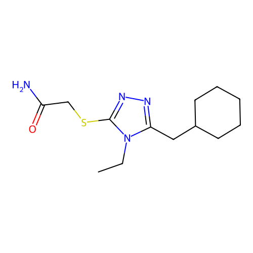 2-[[5-(Cyclohexylmethyl)-4-ethyl-1,2,4-triazol-3-yl]sulfanyl]acetamide structure