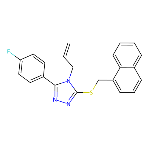 3-(4-fluorophenyl)-5-[(naphthalen-1-ylmethyl)sulfanyl]-4-(prop-2-en-1-yl)-4H-1,2,4-triazole structure