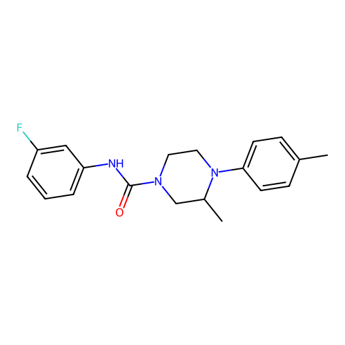 N-(3-fluorophenyl)-3-methyl-4-(4-methylphenyl)piperazine-1-carboxamide structure