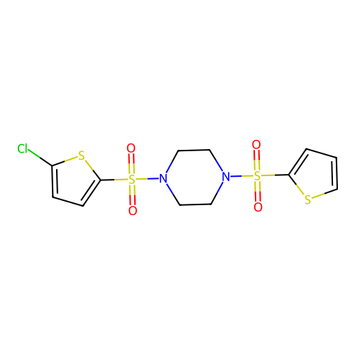 1-(5-Chlorothiophen-2-yl)sulfonyl-4-thiophen-2-ylsulfonylpiperazine structure