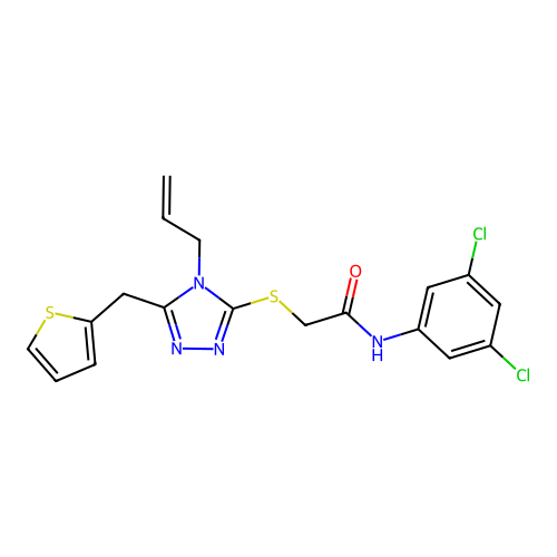 N-(3,5-dichlorophenyl)-2-{[4-(prop-2-en-1-yl)-5-(thiophen-2-ylmethyl)-4H-1,2,4-triazol-3-yl]sulfanyl}acetamide structure