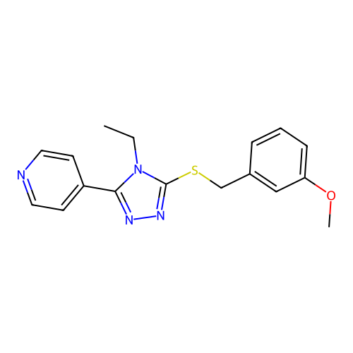 4-[4-Ethyl-5-[(3-methoxyphenyl)methylsulfanyl]-1,2,4-triazol-3-yl]pyridine structure