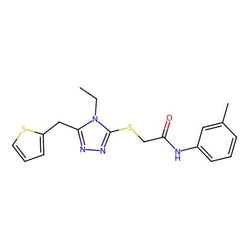 2-((4-ethyl-5-(thiophen-2-ylmethyl)-4H-1,2,4-triazol-3-yl)thio)-N-(m-tolyl)acetamide structure