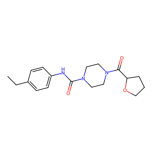 N-(4-ethylphenyl)-4-(oxolane-2-carbonyl)piperazine-1-carboxamide structure