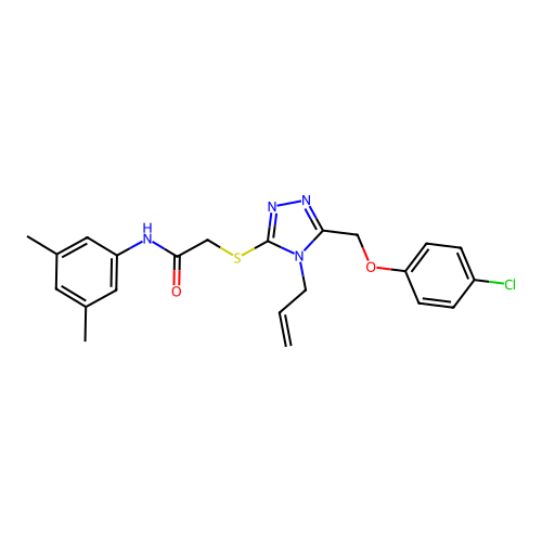 2-((4-allyl-5-((4-chlorophenoxy)methyl)-4H-1,2,4-triazol-3-yl)thio)-N-(3,5-dimethylphenyl)acetamide structure