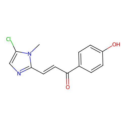 (2E)-3-(5-chloro-1-methylimidazol-2-yl)-1-(4-hydroxyphenyl)prop-2-en-1-one structure