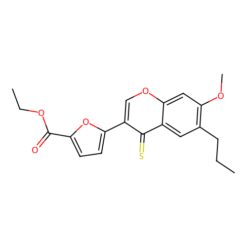 Ethyl 5-(7-methoxy-6-propyl-4-thioxochromen-3-yl)furan-2-carboxylate structure