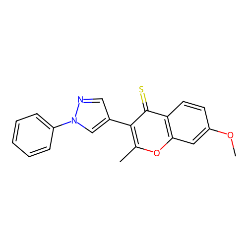 7-methoxy-2-methyl-3-(1-phenyl-1H-pyrazol-4-yl)-4H-chromene-4-thione structure