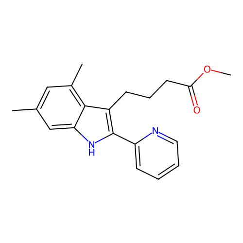 Methyl 4-(4,6-dimethyl-2-(2-pyridyl)indol-3-yl)butanoate structure