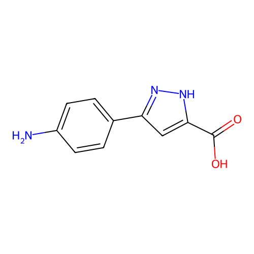5-(4-aminophenyl)-1H-pyrazole-3-carboxylic acid structure