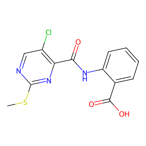 2-(5-Chloro-2-(methylthio)pyrimidine-4-carboxamido)benzoic acid structure