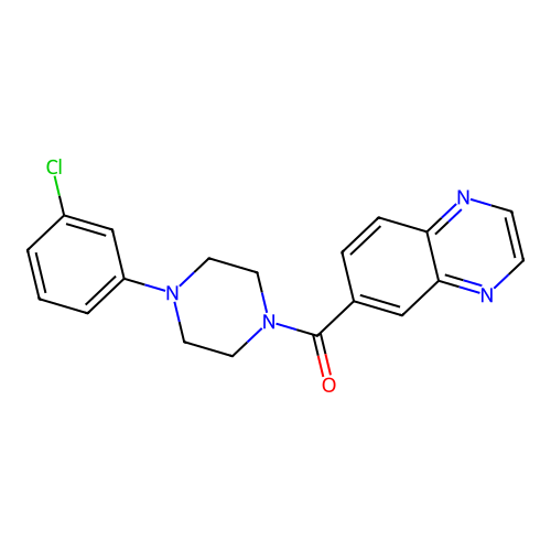 (4-(3-Chlorophenyl)piperazin-1-yl)(quinoxalin-6-yl)methanone structure