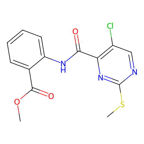 Methyl 2-(5-chloro-2-(methylthio)pyrimidine-4-carboxamido)benzoate structure