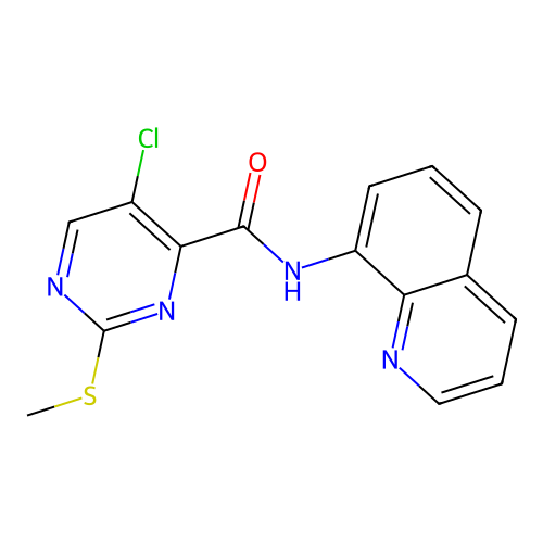 5-chloro-2-methylsulfanyl-N-quinolin-8-ylpyrimidine-4-carboxamide structure