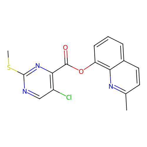 2-Methylquinolin-8-yl 5-chloro-2-(methylsulfanyl)pyrimidine-4-carboxylate structure