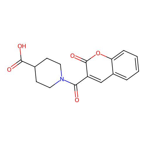 1-(2-oxo-2H-chromene-3-carbonyl)piperidine-4-carboxylic acid structure