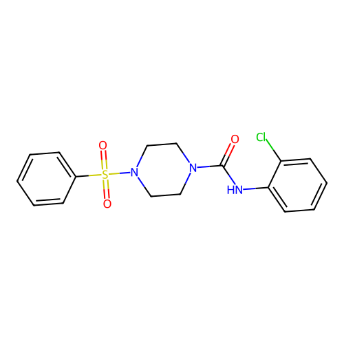 4-(benzenesulfonyl)-N-(2-chlorophenyl)piperazine-1-carboxamide structure
