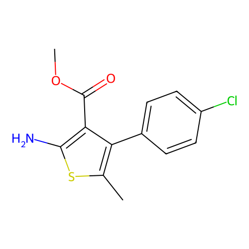 Methyl 2-amino-4-(4-chlorophenyl)-5-methyl-3-thiophenecarboxylate structure