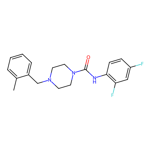 N-(2,4-difluorophenyl)-4-[(2-methylphenyl)methyl]piperazine-1-carboxamide structure