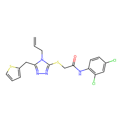 N-(2,4-dichlorophenyl)-2-{[4-(prop-2-en-1-yl)-5-(thiophen-2-ylmethyl)-4H-1,2,4-triazol-3-yl]sulfanyl}acetamide structure