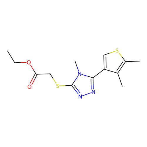 ethyl {[5-(4,5-dimethylthiophen-3-yl)-4-methyl-4H-1,2,4-triazol-3-yl]sulfanyl}acetate structure