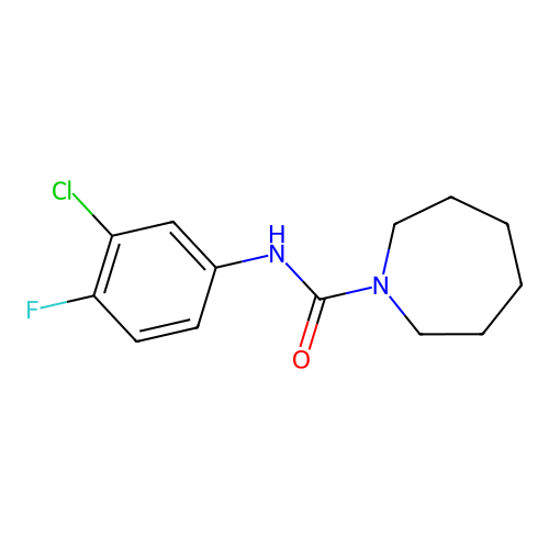 N-(3-chloro-4-fluorophenyl)azepane-1-carboxamide structure