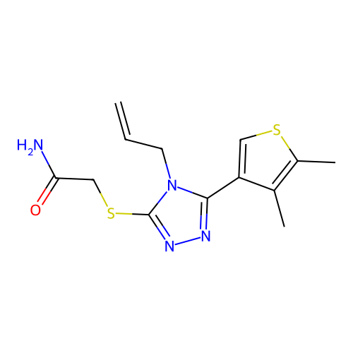 2-[[5-(4,5-dimethylthiophen-3-yl)-4-prop-2-enyl-1,2,4-triazol-3-yl]sulfanyl]acetamide structure