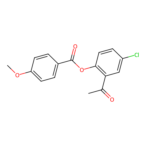 Benzoic acid, 4-methoxy-, 2-acetyl-4-chlorophenyl ester structure
