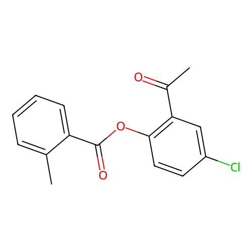 Benzoic acid, 2-methyl-, 2-acetyl-4-chlorophenyl ester structure