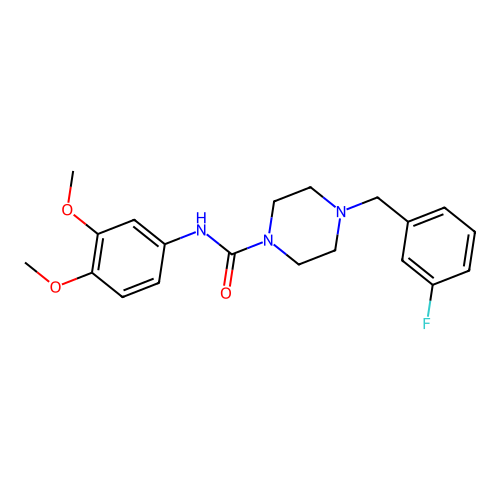 N-(3,4-dimethoxyphenyl)-4-[(3-fluorophenyl)methyl]piperazine-1-carboxamide structure