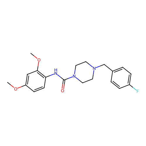 N-(2,4-dimethoxyphenyl)-4-[(4-fluorophenyl)methyl]piperazine-1-carboxamide structure