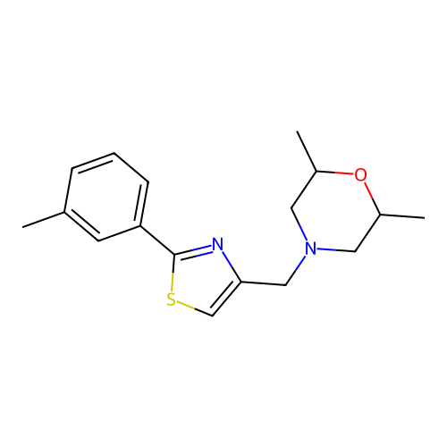 2,6-Dimethyl-4-[[2-(3-methylphenyl)-1,3-thiazol-4-yl]methyl]morpholine structure