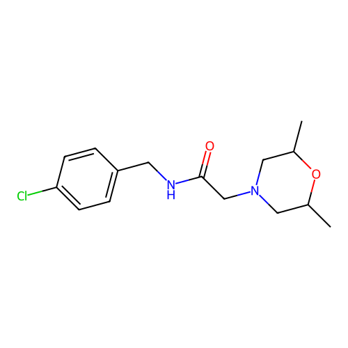 N-[(4-chlorophenyl)methyl]-2-(2,6-dimethylmorpholin-4-yl)acetamide structure