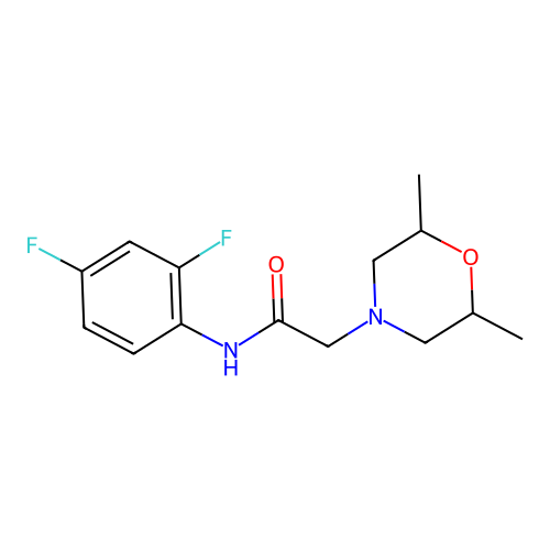 N-(2,4-difluorophenyl)-2-(2,6-dimethylmorpholin-4-yl)acetamide structure