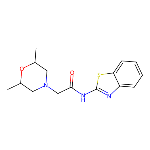 N-(1,3-benzothiazol-2-yl)-2-(2,6-dimethyl-4-morpholinyl)acetamide structure