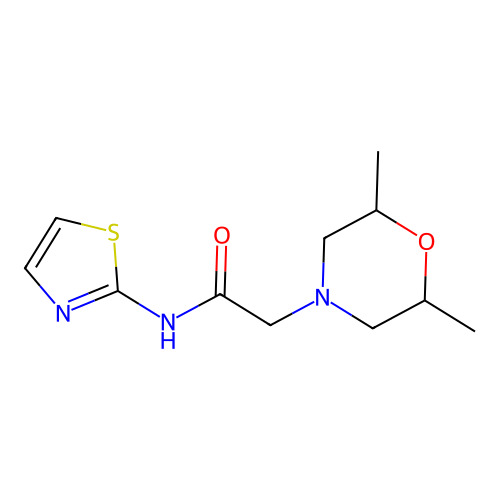 2-(2,6-dimethylmorpholin-4-yl)-N-(1,3-thiazol-2-yl)acetamide structure