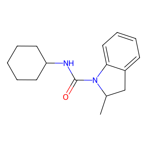 N-cyclohexyl-2-methyl-2,3-dihydroindole-1-carboxamide structure