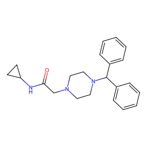 2-(4-benzhydrylpiperazin-1-yl)-N-cyclopropylacetamide structure