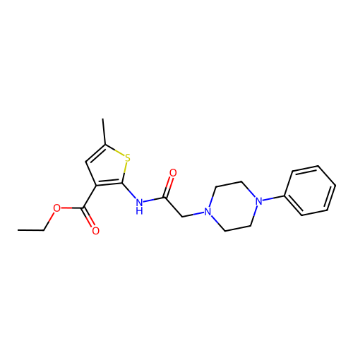 Ethyl 5-methyl-2-[2-(4-phenylpiperazinyl)acetylamino]thiophene-3-carboxylate structure