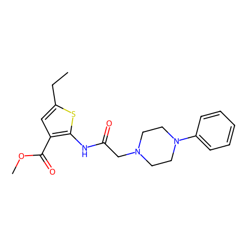 Methyl 5-ethyl-2-[2-(4-phenylpiperazinyl)acetylamino]thiophene-3-carboxylate structure