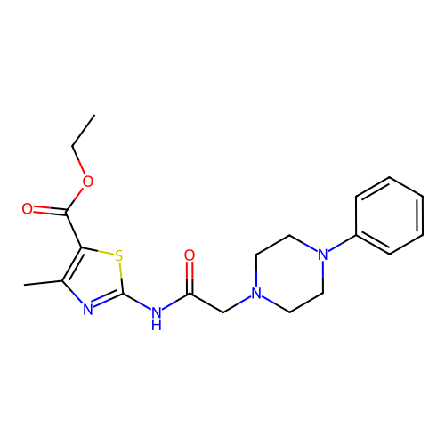 Ethyl 4-methyl-2-[[2-(4-phenylpiperazin-1-yl)acetyl]amino]-1,3-thiazole-5-carboxylate structure