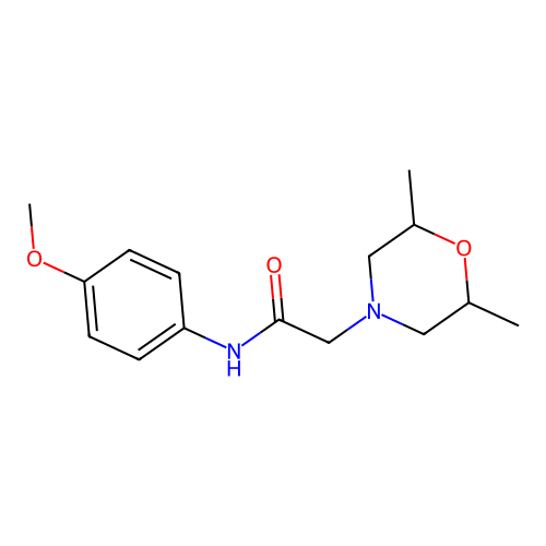 2-(2,6-dimethylmorpholin-4-yl)-N-(4-methoxyphenyl)acetamide structure