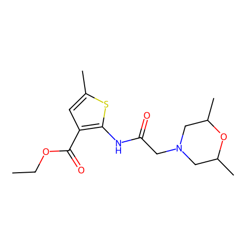 ethyl 2-{[(2,6-dimethylmorpholin-4-yl)acetyl]amino}-5-methylthiophene-3-carboxylate structure