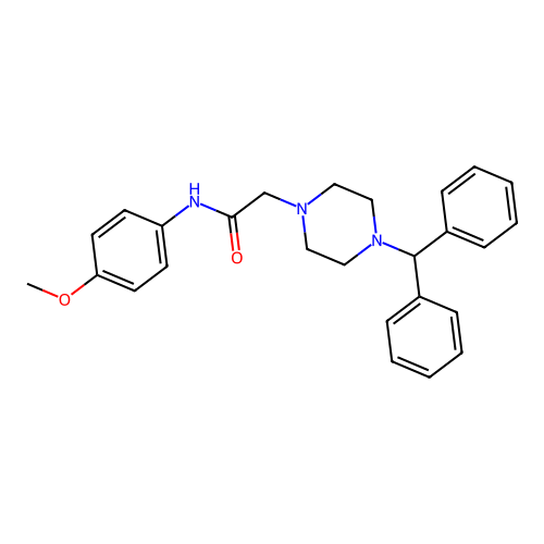 2-(4-benzhydrylpiperazin-1-yl)-N-(4-methoxyphenyl)acetamide structure
