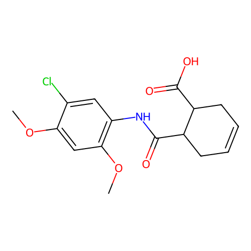 6-[(5-Chloro-2,4-dimethoxyphenyl)carbamoyl]cyclohex-3-ene-1-carboxylic acid structure